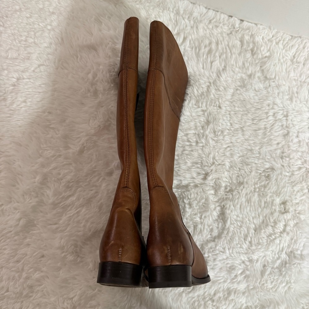 Frye Brown Leather Knee High Cowgirl Boots Size 6.5 - Picture 9 of 16